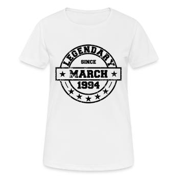 Legendary since March 1994 - Birthday - Women's Breathable T-Shirt - white - Front - AI Model Female 172 dark (172cm)