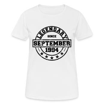 Legendary since September 1994 - Birthday - Women's Breathable T-Shirt - white - Front - AI Model Female 172 dark (172cm)