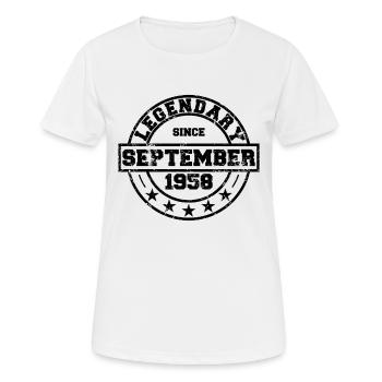 Legendary since September 1958 - Geburtstag - Frauen T-Shirt atmungsaktiv - Weiß - Vorne - AI Model Female 172 dark (172cm)