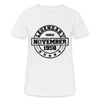 Legendary since November 1958 - Geburtstag - Frauen T-Shirt atmungsaktiv - Weiß - Vorne - AI Model Female 172 dark (172cm)