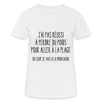 pas réussi à perdre du poids pour aller à la plage - T-shirt respirant Femme - blanc - Devant - AI Model Female 172 dark (172cm)