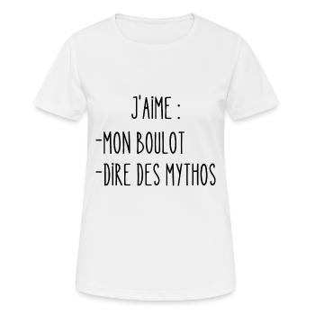 j'aime mon boulot - T-shirt respirant Femme - blanc - Devant - AI Model Female 172 dark (172cm)