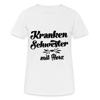 Krankenschwester mit Herz Nachtdienst Krankenhaus - Frauen T-Shirt atmungsaktiv - Weiß - Vorne - AI Model Female 172 dark (172cm)