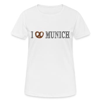I LOVE MUNICH Breze - Frauen T-Shirt atmungsaktiv - Weiß - Vorne - AI Model Female 172 dark (172cm)