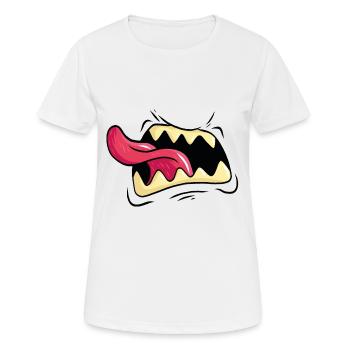 Crier monstre bouche dents langue - T-shirt respirant Femme - blanc - Devant - AI Model Female 172 dark (172cm)