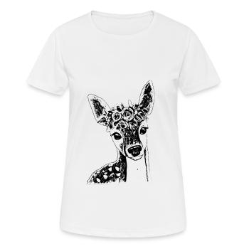 Reh - Frauen T-Shirt atmungsaktiv - Weiß - Vorne - AI Model Female 172 dark (172cm)