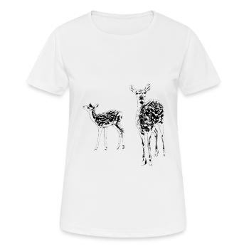 Rehe - Frauen T-Shirt atmungsaktiv - Weiß - Vorne - AI Model Female 172 dark (172cm)