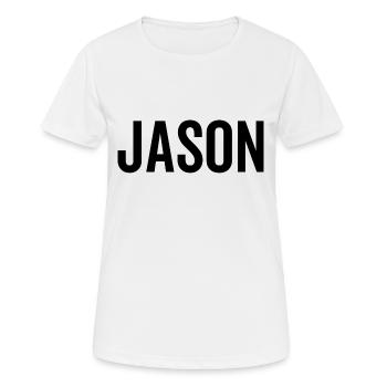 Jason Nom personnalisé Police Texte Anniversaire - T-shirt respirant Femme - blanc - Devant - AI Model Female 172 dark (172cm)