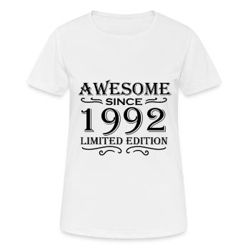 1992 - Jahrgang 1992 - Fantastisch seit 1992 - Frauen T-Shirt atmungsaktiv - Weiß - Vorne - AI Model Female 172 dark (172cm)
