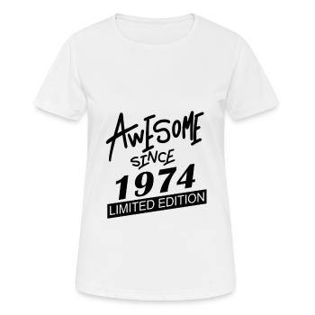 1974 - Né en 1974 - T-shirt respirant Femme - blanc - Devant - AI Model Female 172 dark (172cm)