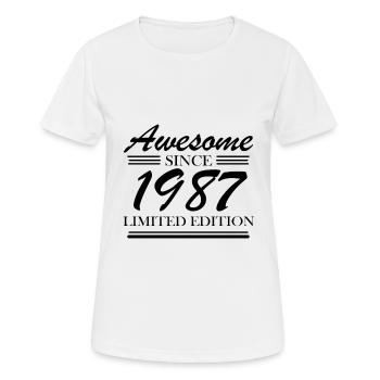 1987 - Jahrgang 1987 - Frauen T-Shirt atmungsaktiv - Weiß - Vorne - AI Model Female 172 dark (172cm)