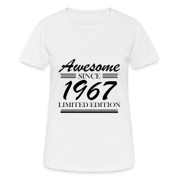 1967 - Jahrgang 1967 - Frauen T-Shirt atmungsaktiv - Weiß - Vorne - AI Model Female 172 dark (172cm)