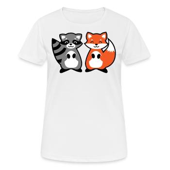 Waschbär und Fuchs - raccoon and fox Geschenk Kind - Frauen T-Shirt atmungsaktiv - Weiß - Vorne - AI Model Female 172 dark (172cm)