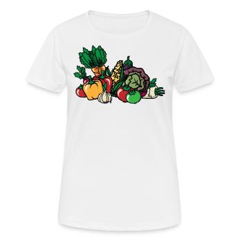 Légumes Panier de légumes Légumes Vegan à base de plantes - T-shirt respirant Femme - blanc - Devant - AI Model Female 172 dark (172cm)