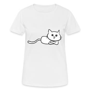 Cat cartoon cute lying - Women's Breathable T-Shirt - white - Front - AI Model Female 172 dark (172cm)
