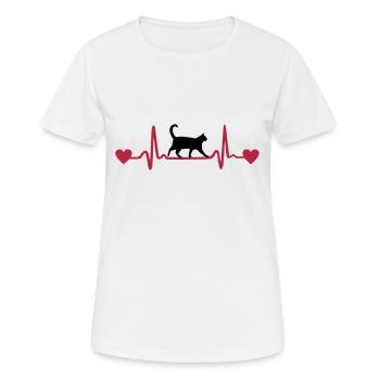 Cat & Heartbeat, Heart - T-shirt respirant Femme - blanc - Devant - AI Model Female 172 dark (172cm)