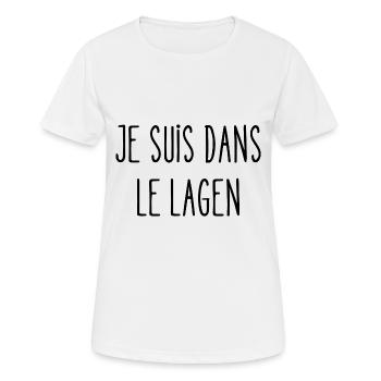 je suis dans le lagen - T-shirt respirant Femme - blanc - Devant - AI Model Female 172 dark (172cm)