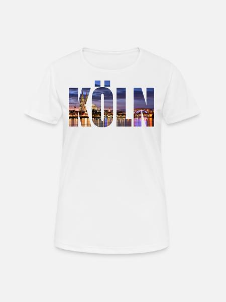 KÖLN SKYLINE - Frauen T-Shirt atmungsaktiv - Weiß