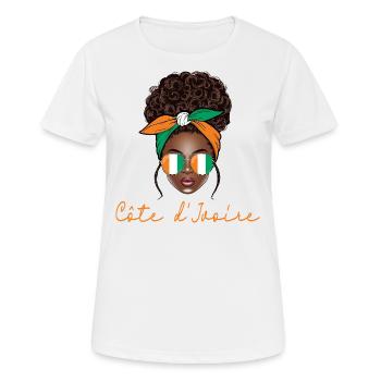Femme Côte D'Ivoire Fille Ivoirienne - T-shirt respirant Femme - blanc - Devant - AI Model Female 172 dark (172cm)