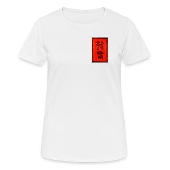 Shirt mit WingTsun Logo 2 - Frauen T-Shirt atmungsaktiv - Weiß - Vorne - AI Model Female 172 dark (172cm)