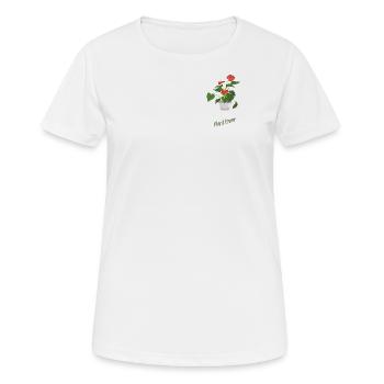 Flamingoblume mit Text "Plant Lover" - Frauen T-Shirt atmungsaktiv - Weiß - Vorne - AI Model Female 172 dark (172cm)