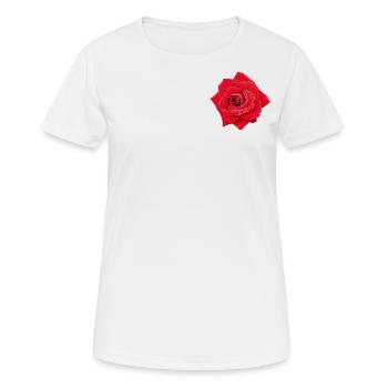 Rose rot cartoon rote Blüte Blume - Frauen T-Shirt atmungsaktiv - Weiß - Vorne - AI Model Female 172 dark (172cm)