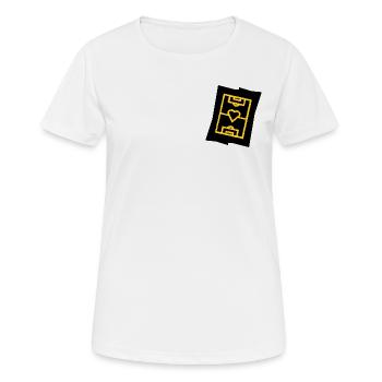 Fußballfeld mit Herz Vereinsfarben gelb schwarz - Frauen T-Shirt atmungsaktiv - Weiß - Vorne - AI Model Female 172 dark (172cm)