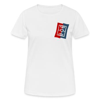 Fußballfeld mit Herz Vereinsfarben rot blau - Frauen T-Shirt atmungsaktiv - Weiß - Vorne - AI Model Female 172 dark (172cm)