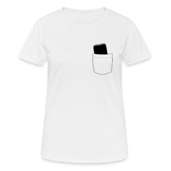 Brusttasche mit Handy - Frauen T-Shirt atmungsaktiv - Weiß - Vorne - AI Model Female 172 dark (172cm)