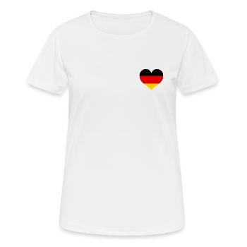 Deutschland Herz Maske schwarz-rot-gold Flagge - Frauen T-Shirt atmungsaktiv - Weiß - Vorne - AI Model Female 172 dark (172cm)