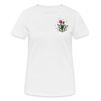 Spring Tulips. Springtime red tulip. Casual spring - Women's Breathable T-Shirt - white - Front - AI Model Female 172 dark (172cm)