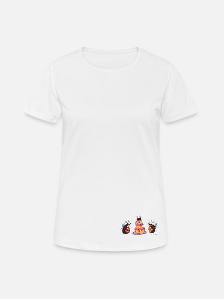 Fliegen mit Kuchen - Frauen T-Shirt atmungsaktiv - Weiß