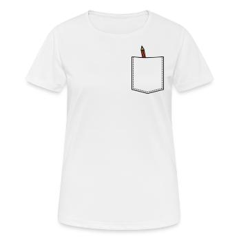 Brusttasche mit Bleistift - Frauen T-Shirt atmungsaktiv - Weiß - Vorne - AI Model Female 172 dark (172cm)