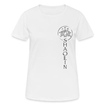 Logo Shaolin Berlin verticaux noir - T-shirt respirant Femme - blanc - Devant - AI Model Female 172 dark (172cm)