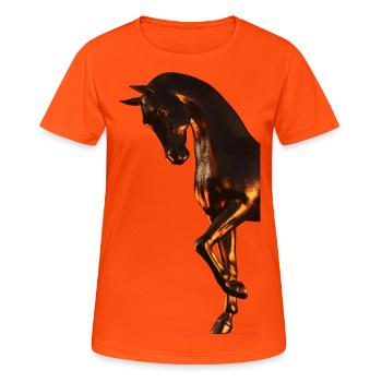 -bronze Bronzepferd Pferd - Frauen T-Shirt atmungsaktiv - Neonorange - Vorne - AI Model Female 172 dark (172cm)