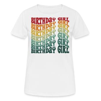 Anniversaire Fille Groovy Rétro Vintage Anniversaire - T-shirt respirant Femme - blanc - Devant - AI Model Female 172 dark (172cm)