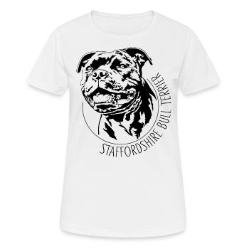 STAFFORDSHIRE BULL TERRIER Portrait de chien Wilsigns - T-shirt respirant Femme - blanc - Devant - AI Model Female 172 dark (172cm)