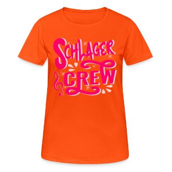 Schlager Crew Costume Schlager Party Outfit - Women's Breathable T-Shirt - neon orange - Front - AI Model Female 172 dark (172cm)
