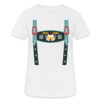 Bayrische Hosenträger - Frauen T-Shirt atmungsaktiv - Weiß - Vorne - AI Model Female 172 dark (172cm)