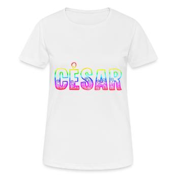 César RS Arc-en-ciel - T-shirt respirant Femme - blanc - Devant - AI Model Female 172 dark (172cm)