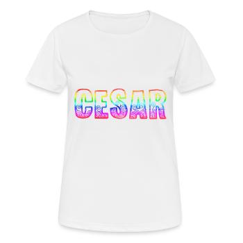 Cesar RS Arc-en-ciel - T-shirt respirant Femme - blanc - Devant - AI Model Female 172 dark (172cm)