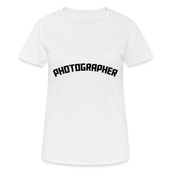 Photographer Logo - Frauen T-Shirt atmungsaktiv - Weiß - Vorne - AI Model Female 172 dark (172cm)