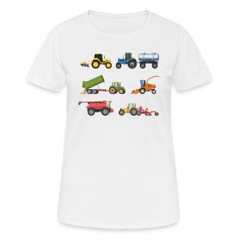 Trecker Tractor on Farm for Kids Farmer - Women's Breathable T-Shirt - white - Front - AI Model Female 172 dark (172cm)
