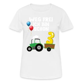 Trecker 3. Geburtstag Weg frei ich bin schon 3 - Frauen T-Shirt atmungsaktiv - Weiß - Vorne - AI Model Female 172 dark (172cm)