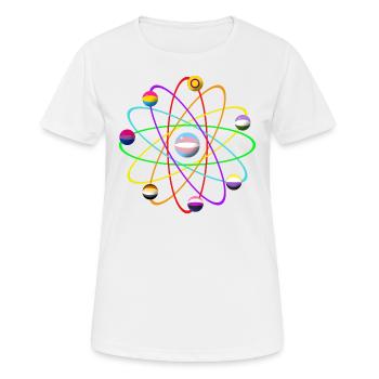 Atome LGTBIQ+ - T-shirt respirant Femme - blanc - Devant - AI Model Female 172 dark (172cm)