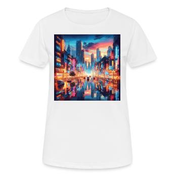 Neo Tokyo la nuit, métropole, Japon, grande ville - T-shirt respirant Femme - blanc - Devant - AI Model Female 172 dark (172cm)