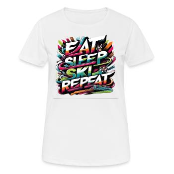 Manger Dormir Ski Répéter le cycle de vie des passionnés de ski - T-shirt respirant Femme - blanc - Devant - AI Model Female 172 dark (172cm)