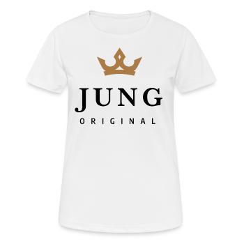 Jung - Frauen T-Shirt atmungsaktiv - Weiß - Vorne - AI Model Female 172 dark (172cm)