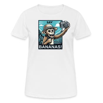 Der Affe als Tourist - Frauen T-Shirt atmungsaktiv - Weiß - Vorne - AI Model Female 172 dark (172cm)