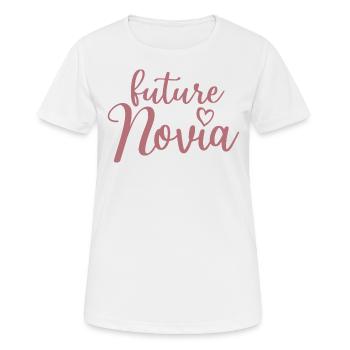 Future Novia Girlfriend Engagement Wedding Gift - Women's Breathable T-Shirt - white - Front - AI Model Female 172 dark (172cm)